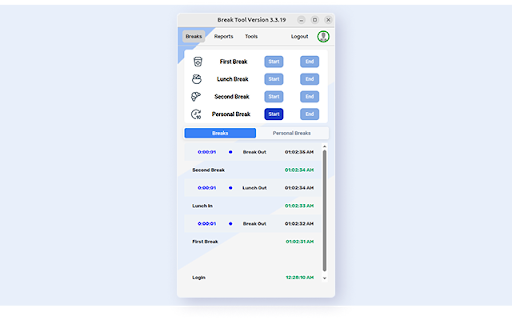 eComia Employee Break Management Tool