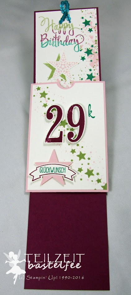 Stampin' Up! – In{k}spire_me #266, Color Challenge, Double Slider Card, Gorgeous Grunge, Perpetual Birthday Calendar, Brushwork Alphabet, So viele Jahre, Number of Years, Grüße voller Sonnenschein, Sunshine Sayings, Bannerweise Grüße, Thoughtful Banners, Stylized Birthday, Simply Stars