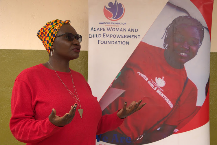 Agape Woman & Child Empowerment Foundation (AWOCHE) executive director and sexual reproductive health advocate Everlyne Bowa in Kibra, Nairobi, on July 16, 2023.