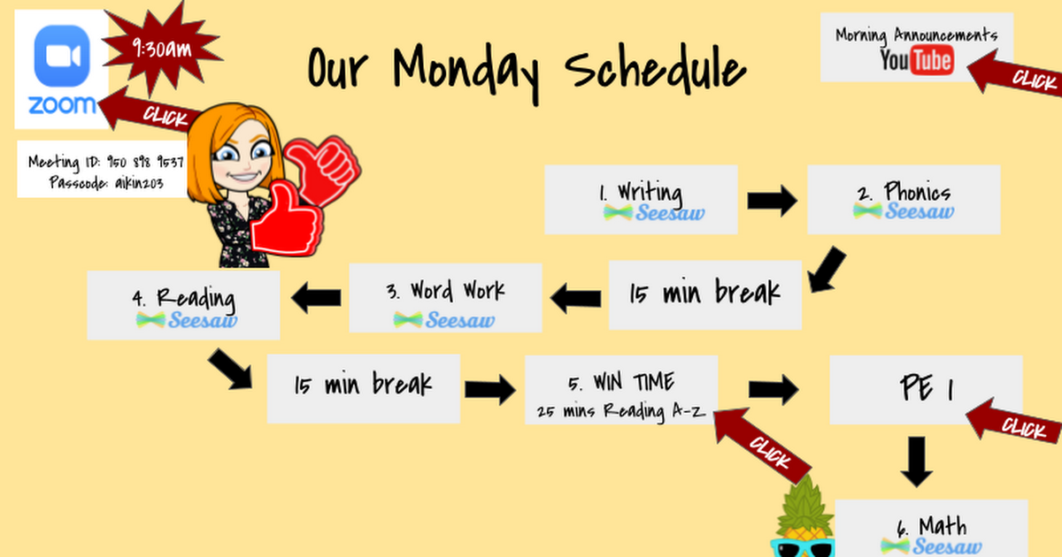 Monday Schedule 3/1