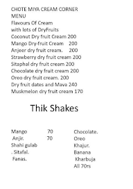 Chote Miya Cream Corner menu 1