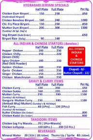 Deccan Chargers Biryani Point menu 1