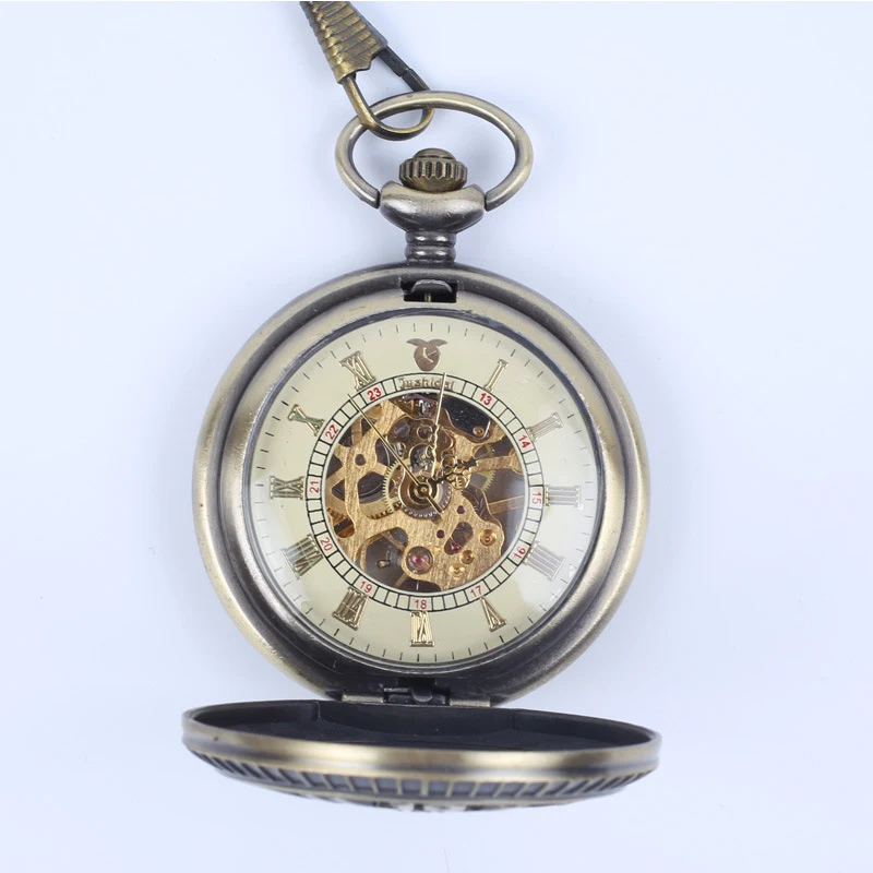 Automatic Semi-automatic Mechanical Pocket Watch Roman Digital Dial for classic timekeeping, combining traditional style