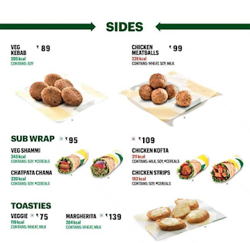 Subway menu 