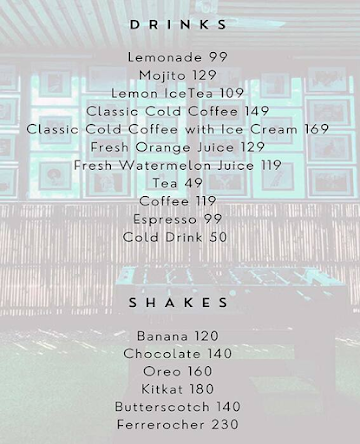 TRV Studio X Cafe menu 