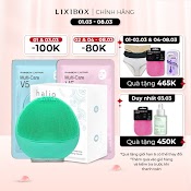 Combo Máy Rửa Mặt Da Nhạy Cảm Halio Sensitive Xanh Mint & 2 Mặt Nạ Lixibox