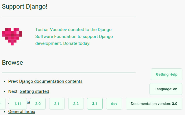 Remember Django Docs Version chrome extension