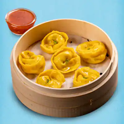 Steamed Corn & Cheese Momos With Momo Chutney