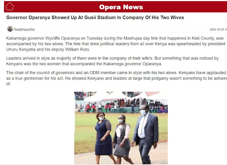 Screenshot of Opera News article