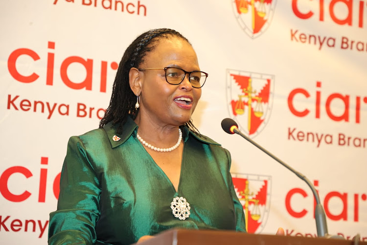 Chief Justice Martha Koome during the launch of an Alternative Dispute Resolution Centre by Chartered Institute of Arbitrators on Tuesday January 17, 2023