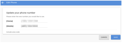 Edit personal phone number in fiber account 