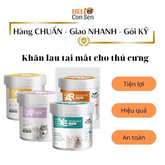 Khăn Ướt Lau Ghèn Mắt & Vết Ố Cho Chó Mèo 200 Miếng / 1 Hộp