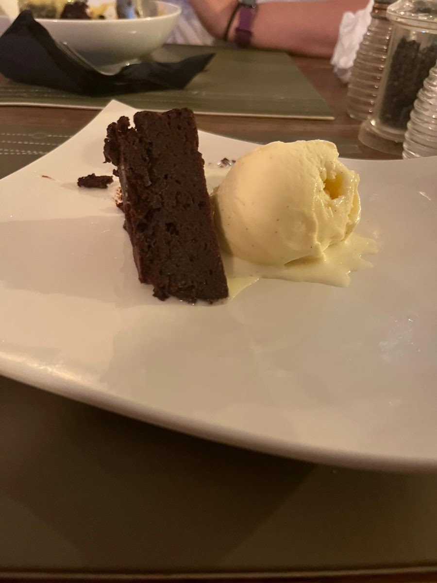 Chocolate brownie and ice cream