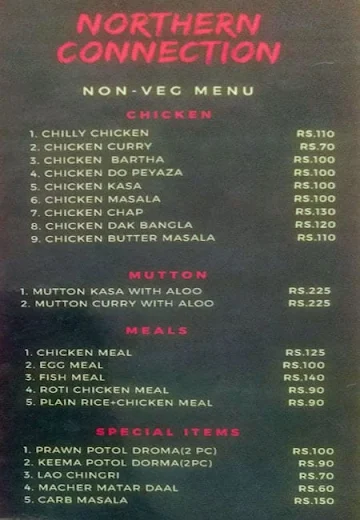 Northern Connection menu 