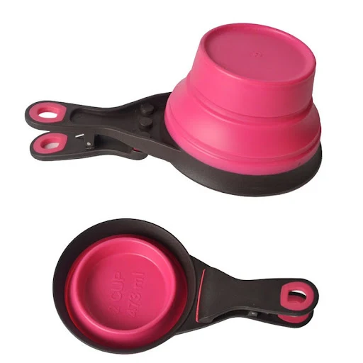 Silicone Folding Pet Bowl Food Spoon Foldable Dog Food Bag Water Bowl Measuring Cup Puppy Feeder Supplies Snack Storage 