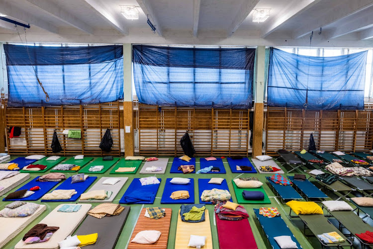 Temporary shelter at a school for people as they flee Ukraine on February 28 2022 in Zahony, Hungary.