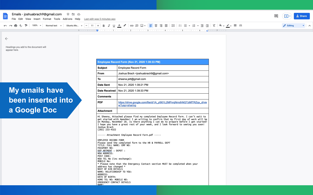 Export Emails to Google Docs by cloudHQ Preview image 7