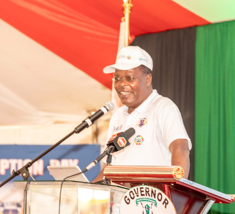 EACC chairperson David Oginde during International Anti-corruption day celebrations in Murang'a on December 9, 2023.