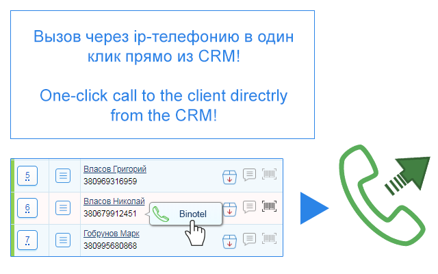 IP-телефония от Binotel в CRM Otmechalka Preview image 0