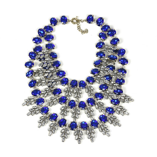 Title 2, Multilayer Flower Gem Tassel Necklace