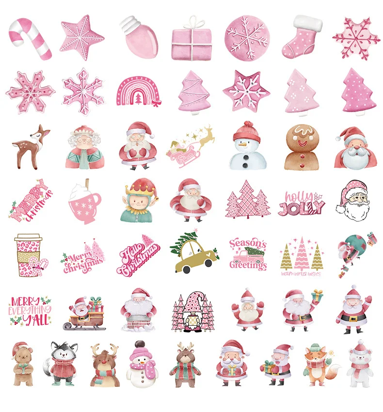 50 Leuke Kerstdecoratie Stickers Waterdicht voor Auto, Mobiele Telefoon, Computer, Gitaar, Notebook. Versier alles in kerstsfeer!