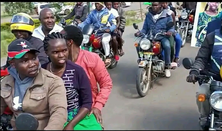 Bomet Women Rep-elect Toto Linet on a ride.