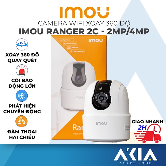Camera Imou Ranger 2C Phiên Bản 2Mp/4Mp Ta22Cp Xoay 360 Kết Nối Wifi , Theo Dõi Chuyển Động, Bảo Hành 2 Năm