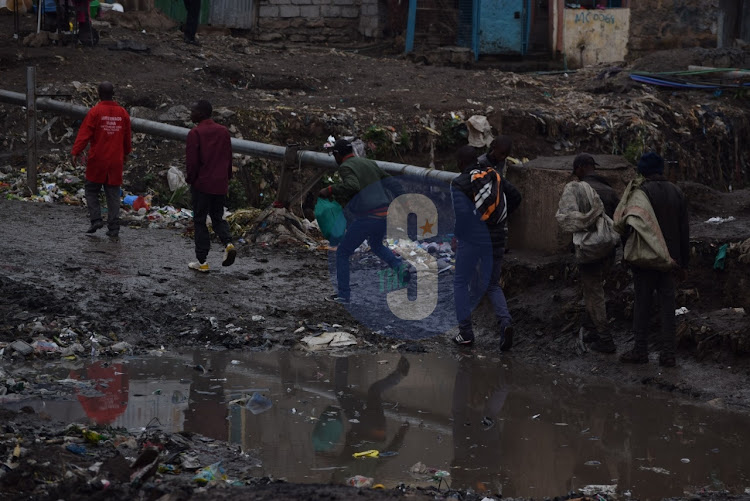 Abandoned roadworks at Mukuru Kayaba pose the residents a risk to communicable diseases.