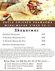 Uncle Chicken Shawarma menu 1