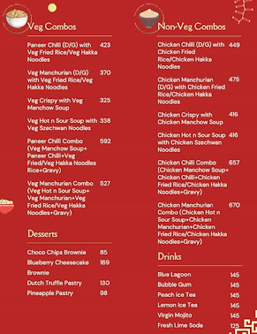 Kung Fu Cuisine menu 