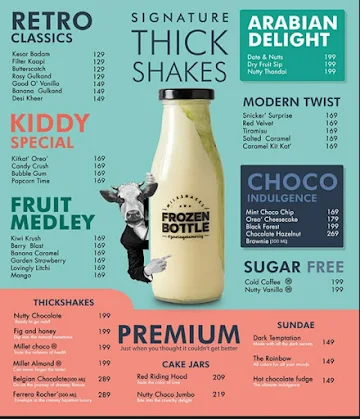 Frozen Bottle - Milkshakes, Desserts And Ice Cream menu 