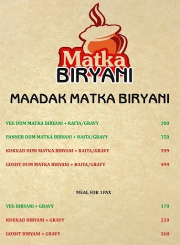 Maadak Matka Biryani menu 