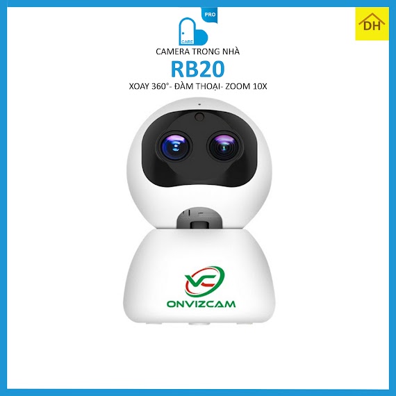 Camera Carecam Rb20 Zoom 10X Xoay 360 Độ Full Hd 2.0Mp 1080P - Đàm Thoại 2 Chiều - Báo Động Chống Trộm - Wifi Không Dây Tro