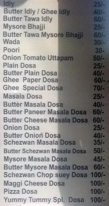 Yummy Tummy Dhaba menu 