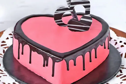 Eggless New Chocolate Pink Design Cake [500 Grams]