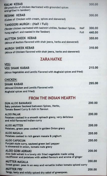 Dimple Restaurant menu 