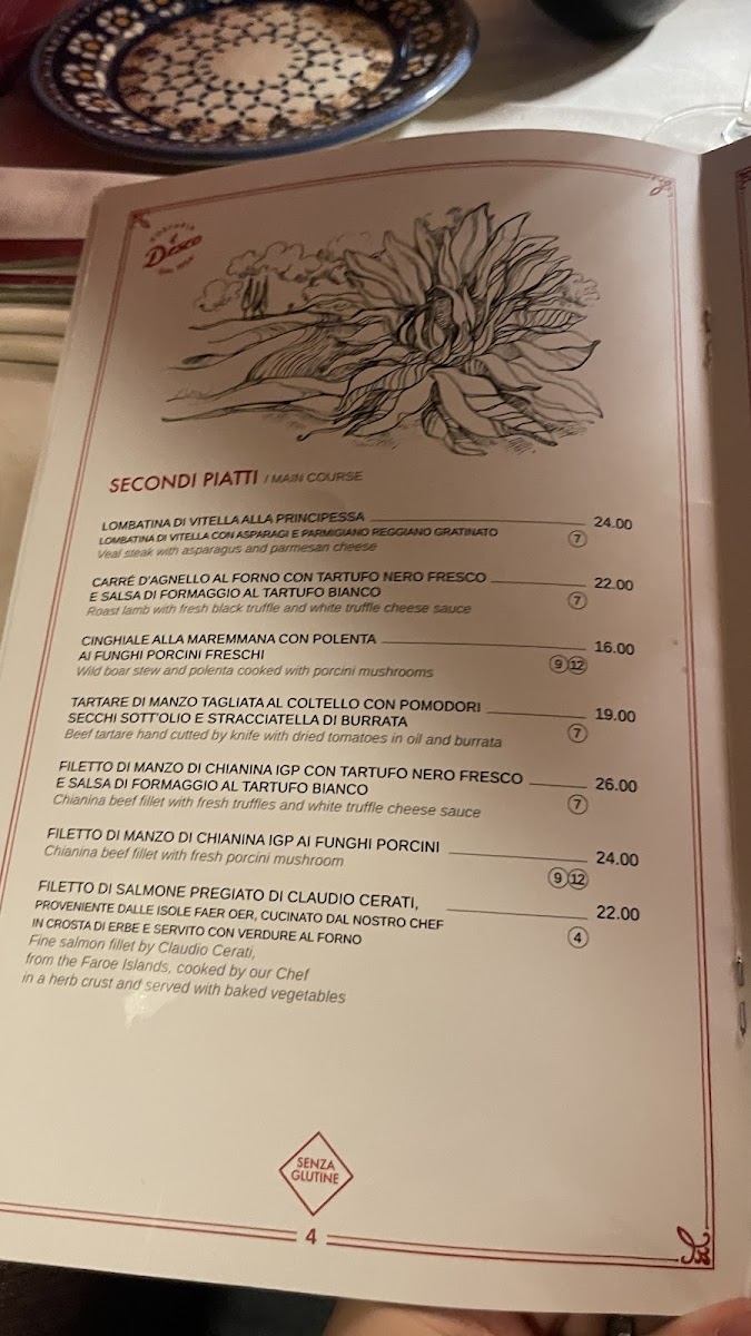 Ristorante Hostaria Il Desco gluten-free menu