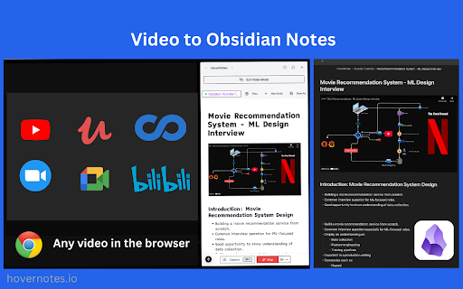 Obsidian AI Video Notes & Screenshots (YouTube, Udemy, etc) - HoverNotes