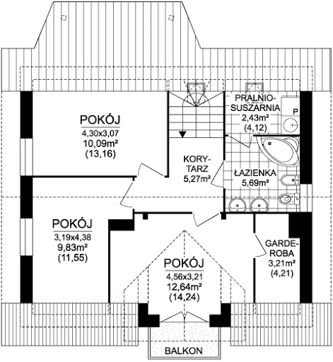 Modrzew 1 PS - Rzut poddasza