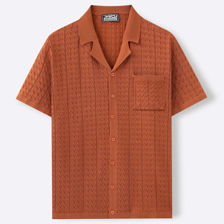 Summer New Short Sleeve Cuban Collar Knitted Polo Shirt Stylish Comfort for Warm Weather Breathable Fabric Casual and Co