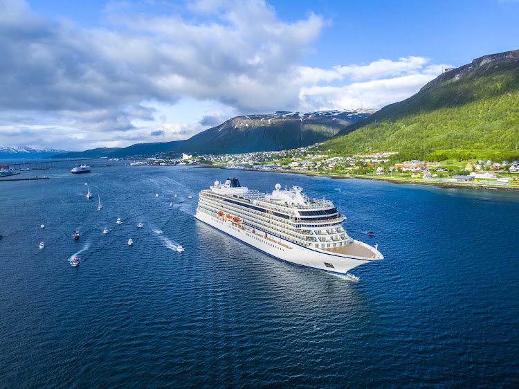 Viking Sky in Tromso, a city in northern Norway and major cultural hub above the Arctic Circle.