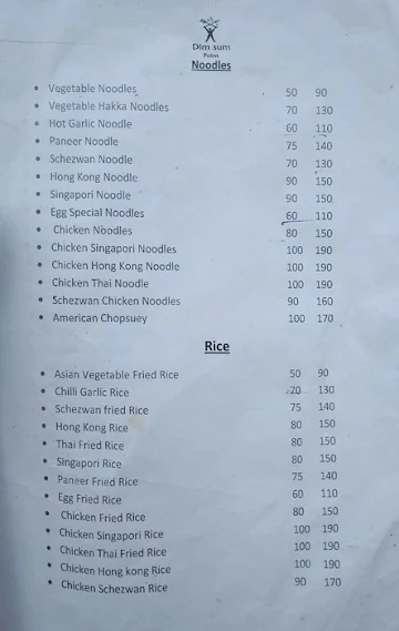 Dimsum Point menu 