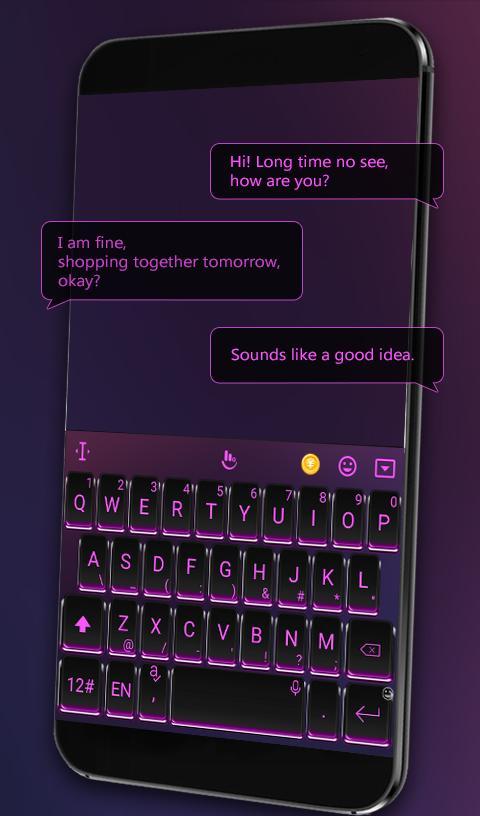 Black Purple Light Keyboard Themeのおすすめ画像3