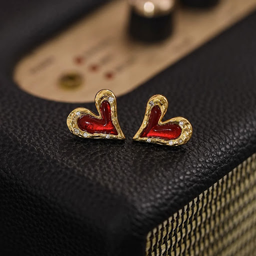 Title 2, Simple Ins French Heart-shaped Zircon Earrings,...