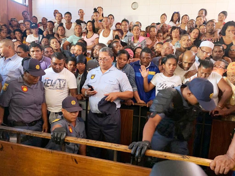 The scene inside courtroom C at Goodwood magistrate's court in Cape Town before the appearance of Moydine Pangarker on February 21 2020.