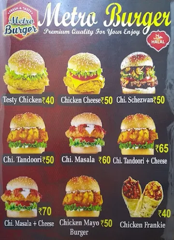 Metro Burger menu 