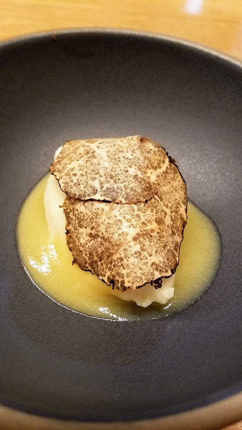 Farm Spirit, an all vegan restaurant, Malted potato with Oregon Black Truffles