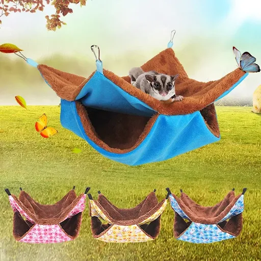 Plush Hamster Hammock Squirrel Ferret Rabbit Pet Bed Double-layer Thicken Warm Sleeping Bag Nest Hanging Cage House