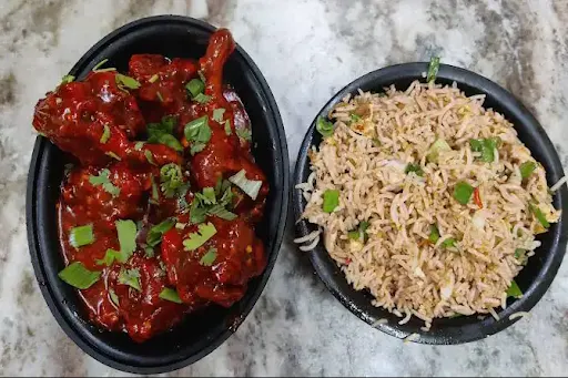 Chicken Russian Fried Rice With Hot Pan Lollipop Dry [3 Pieces]