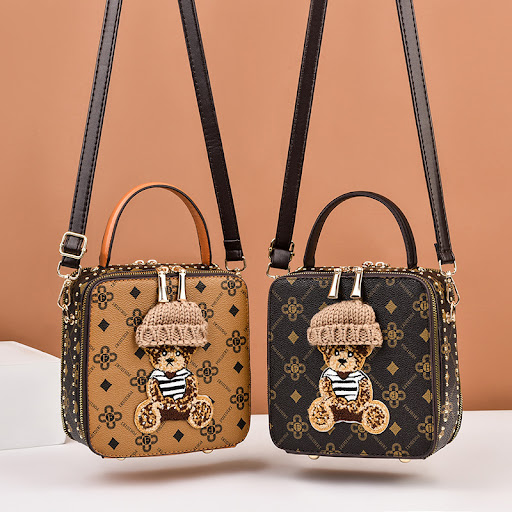 Title 6, Wearing Hat Bear Bag with Retro Texture. Carry ...